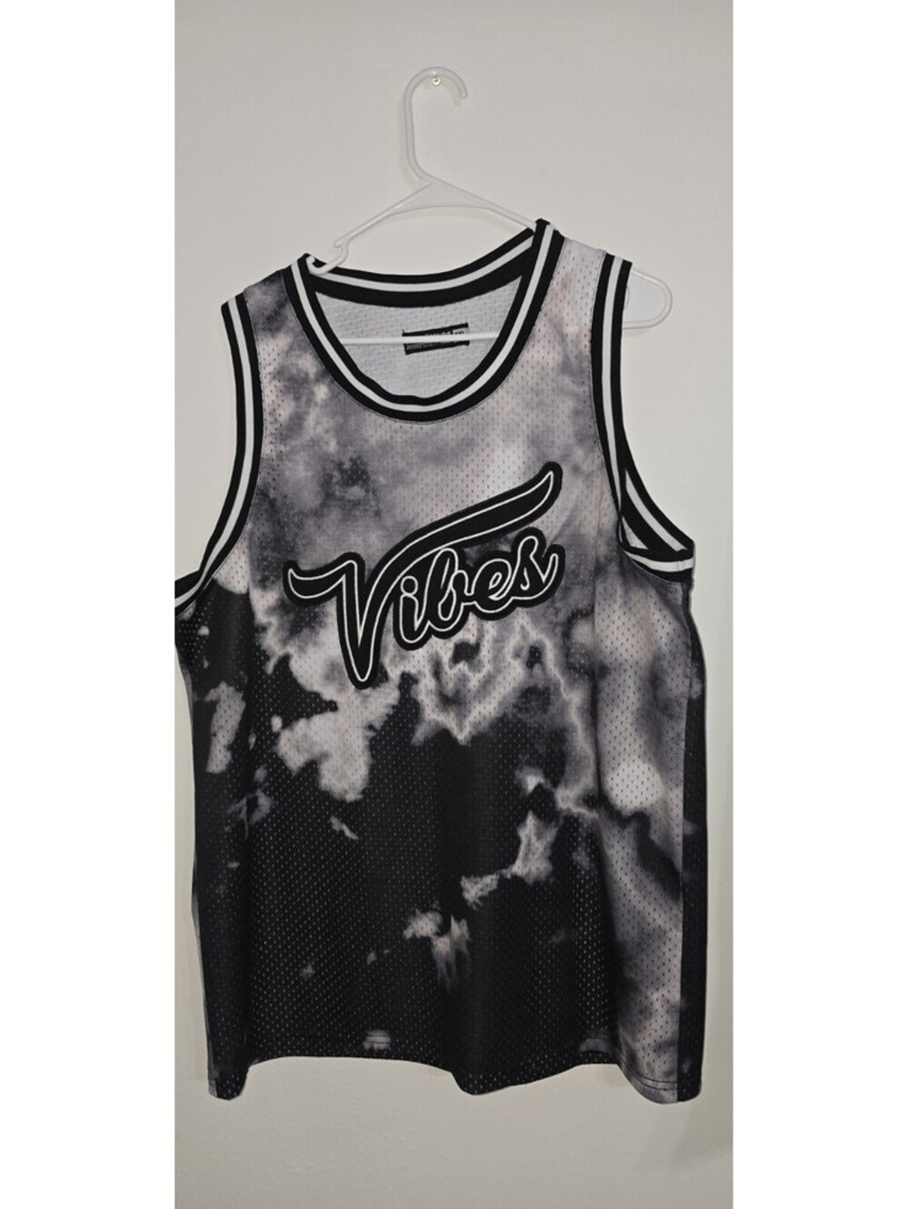 Rebel Minds Vibes Mesh Tank Top Black White Tie Dye Size 3XL
